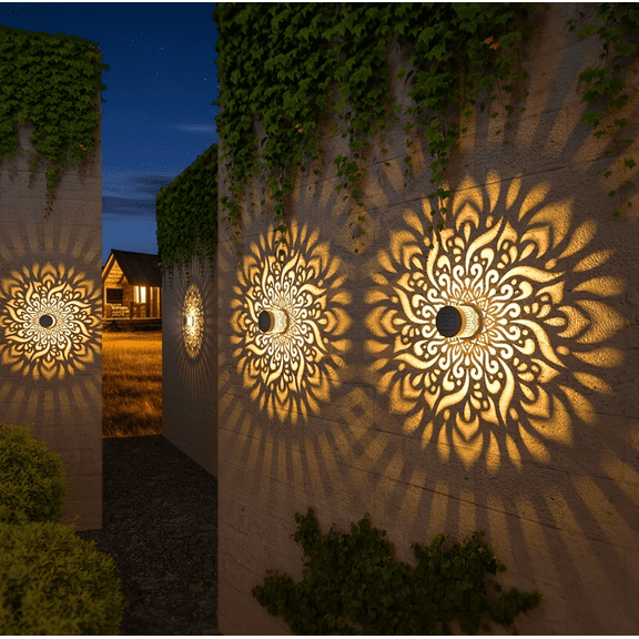 2026 Solar Fence Lights Waterproofing Solar Powered Outdoor Deck Wall Lights Warm Yellow Decorative Lighting for Garden Patio Backyard Warm Colors-1PC