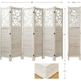thumbnail image 6 of Room Divider Wood Carved Wall Divider Indoor Folding Portable Partition Screen for Home Office Garden Terrace - 6 Panel, 67 * 90inch (White), 6 of 9