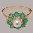 thumbnail image 5 of LBG British Made 10k Rose Gold Cultured Pearl & Emerald Womens Statement Ring - 33 size options - Size 5, 5 of 6