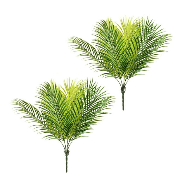 Bearachild 2 piezas de plantas de árboles artificiales, rama de plástico, 9 tenedores, adornos de hojas de palma falsas, para exteriores, Decoración