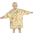 thumbnail image 3 of Corgi Dog and Footprints Blanket Hoodies for Kids 6-13YR Oversize Wearable Blanket Hoodies for Boys Girls Teens, 3 of 7
