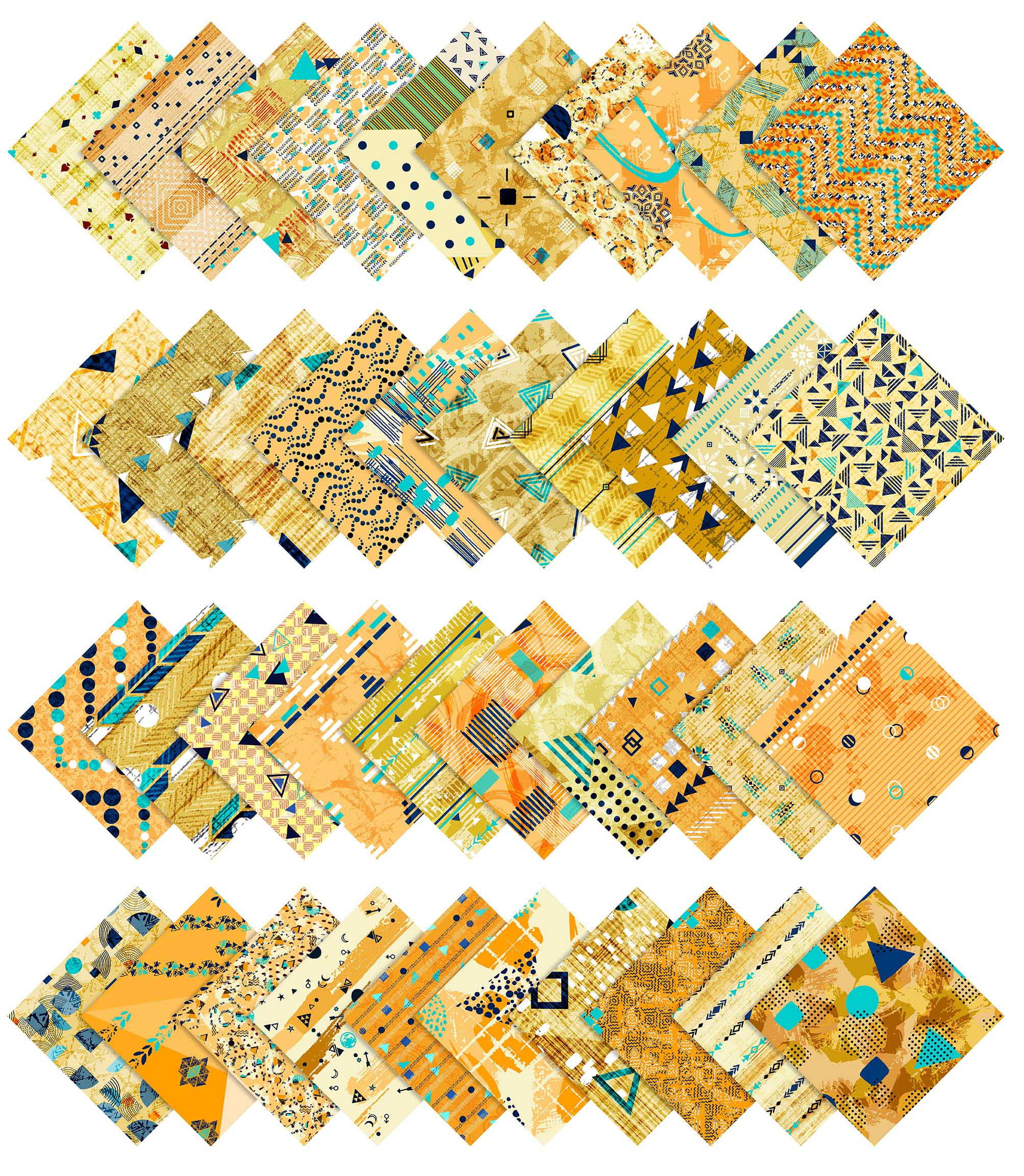 Soimoi Geometric With Texture Print Precut 5inch Cotton Fabric