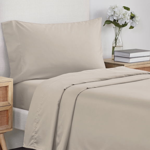 California Design Den Twin Xl Sheets - Luxury 500 Thread Count 100% Cotton Sateen, 3 Piece Adult/Teen Sheet Set, Cooling Bed Sheets with Deep Pocket Fitted Sheet, Light Beige