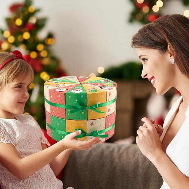 Fridja Clearance 12 Christmas Gift Boxes Suitable for Christmas Countdown Calendar Party Gift Packaging Empty Boxes