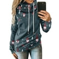 thumbnail image 5 of Fesfesfes Women Hooded Casual Slim Christmas Print Pachwork Long Sleeve Tops Blouse Tops on, 5 of 9