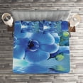 thumbnail image 2 of Ambesonne Flower Quilted Coverlet 3 Pcs, Natural Orchids, Queen Size, Blue, 2 of 2