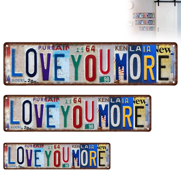 Virenlux Love You More Vintage Metal Wall Decor Sign Above Door Street Sign Art Farmhouse Retro Decoration for Home Bedroom Kitchen Garden
