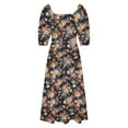 thumbnail image 5 of ZZwxWA Women Summer Dresses 2025 Casual Flowy Beach Square Neck Puff Short Sleeve Smocked Back Boho Floral Long Maxi Dress, 5 of 7