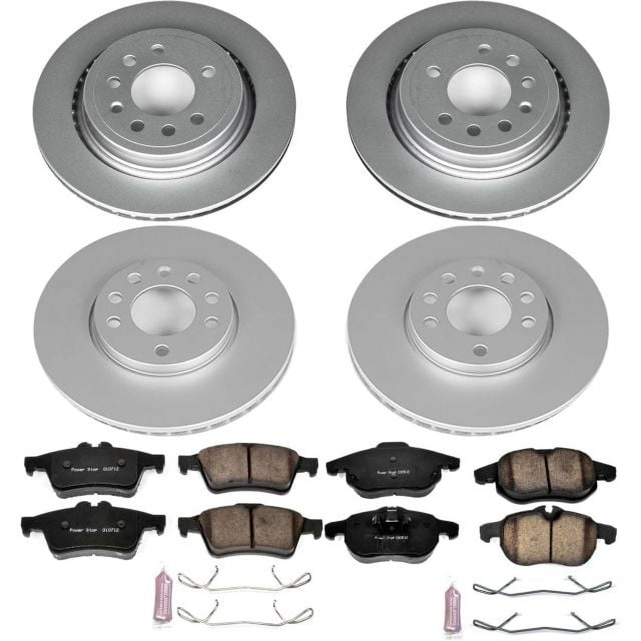 PowerStop Front and Rear Geomet Coated Brake Rotor and Pad Kit Fits: SAAB Select Models CRK8156