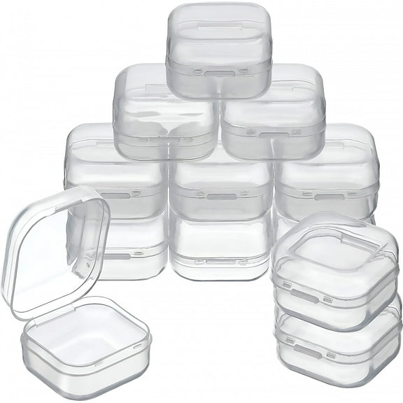 FACEGA 12 Pack Small Clear Plastic Storage Containers with Hinged Lids for Organizing,Mini Beads Storage Containers Box for Jewelry,Hardware,Game Pieces,Crafts,Tiny Beads and More Small Items