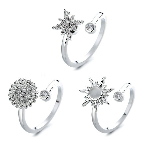 Necvior Fidget Rings for Women Expandable Open Ring Stress Relief Gift for Birthday Xmas