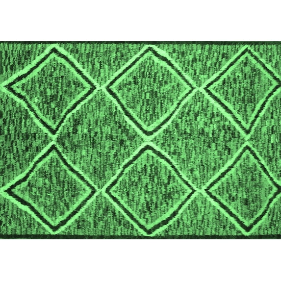 Ahgly Company Indoor Rectangle Abstract Emerald Green Contemporary Area Rugs, 2' x 5'