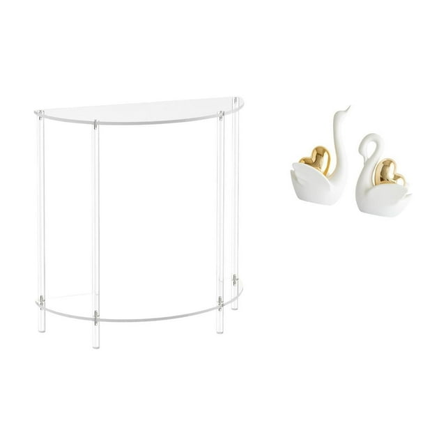 Elegante Juego De Mesa Auxiliar De Cisne Acrílico Para Espacios Pequeños, Moderna Mesita De Noche De 2 Niveles Con Figura Artística De Pareja Decorativa Para El Hogar.