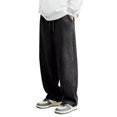 thumbnail image 3 of Men's Solid Color Corduroy Trousers, Casual Fashion Straight Leg Pants for Fall, Winter, Christmas and Daily Retro Style,Black,XL, 3 of 6
