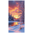 thumbnail image 2 of LUUFILx Stunning Winter Sunset Scenery Backdrop Banner Snowy Forest River Party Decorations Photography Props Background Decor, 2 of 7