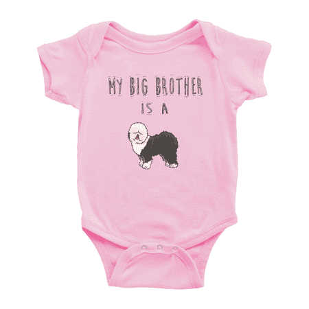 

My Big Brother Is A Old English Sheepdog Dog Funny Baby Bodysuit Boy Girl Unisex