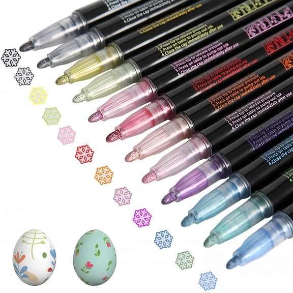 LAMIRO Paint Markers Colored - Acrylic Paint Pens for Rock Painting,Stone,Ceramic,Glass,Wood - 12pcs