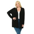 thumbnail image 1 of Pastel by Vivienne Women's Long Sleeve Jersey Plus Size Cardigan Black XXXX-Large, 1 of 3