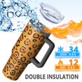 thumbnail image 5 of 40oz Tumbler with Handle and Straw, Vacuum Insulated Stainless Steel Travel Mug, Fits Car Cup Holder, Animal Print, 5 of 6