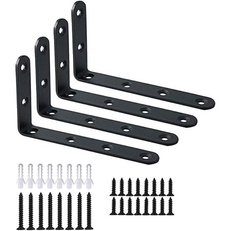 

Corner Brace 4 Pcs Shelf Bracket Heavy Duty Black Steel L Corner Brace Decorative Joint Angle Bracket for Shelf 5 InchX3 Inch She