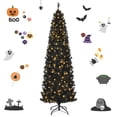 thumbnail image 2 of Gymax 7 ft Artificial PVC Slim Pencil Christmas Tree Pre-lit Black Halloween Tree, 2 of 10