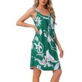 thumbnail image 4 of Noche de inspiración para mujeres, camisón sin mangas, pijama impreso, camisetas de cuello redondo, vestido de tirantes con tirantes anchos y bolsillos, L, flores verdes, 4 of 6