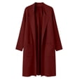 thumbnail image 5 of cocolona Trench Coat for Women Open Front Long Sleeve Solid Color Long Jacket Notch Lapel Lined Fall Winter Wool Coat with Pockets, 5 of 7