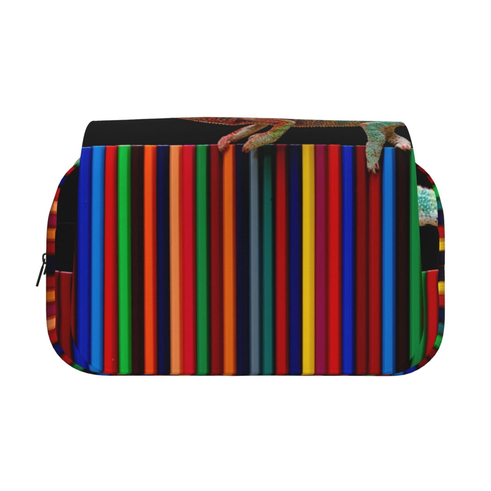 Kdxio Chameleon Panther On Colored Pencils for Double Compartment Pen Case Oxford Organizer with Zipper Pockets for Students Artists