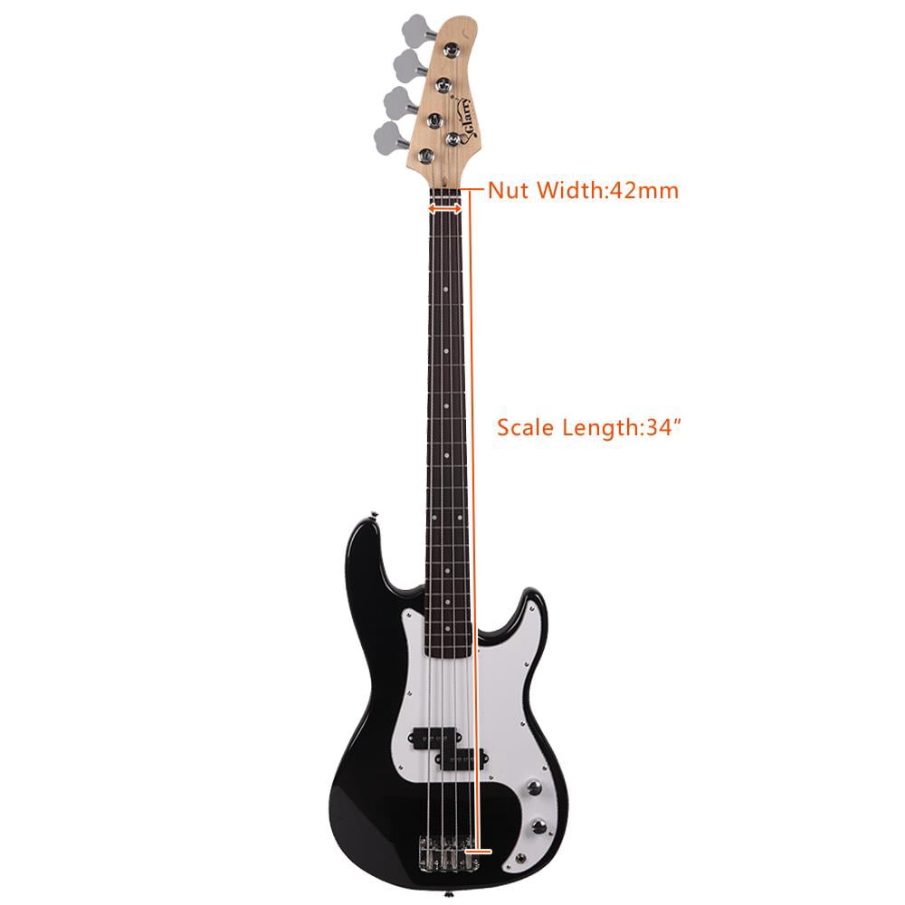 Glarry 45 inch Full Size Electric Bass Guitar Bundle with Amp for Beginner, Black