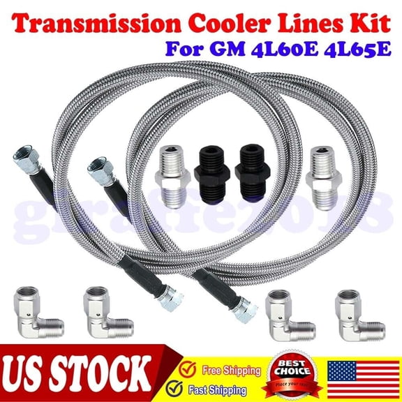 SS Braided Automatic Transmission Cooler Hose lines Fitting For GM 4L60E 4L65E