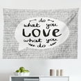 thumbnail image 1 of Love What You Do Tapestry, Hand Lettering Typography Composition with Dots and Stripes, Fabric Wall Hanging Decor for Bedroom Living Room Dorm, 2 Sizes, Charcoal Grey and White, by Ambesonne, 1 of 1