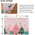 thumbnail image 4 of Christmas Tree Pink Placemats Set of 6 Winter Snowflake New Year Table Mats Set Burlap Kitchen Dining Room Mat Wipeable Washable Fast Dry Indoor Xmas Holiday Decoration Placemat 12" x 18", 4 of 8