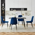 thumbnail image 6 of NORDICANA Dining Table Set for 4,Classic Faux Wood Rectangular Dining Table with 4 Upholstered Velvet Dining Chair Space Saving for Apartment, 6 of 7