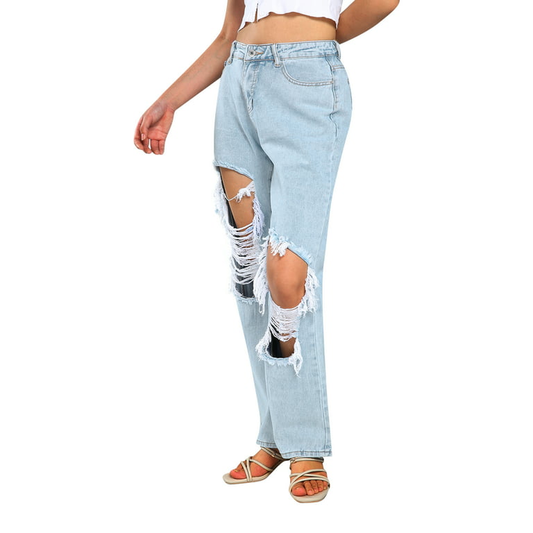 Multitrust Women's High-Waisted Wide-Leg Flared Jeans