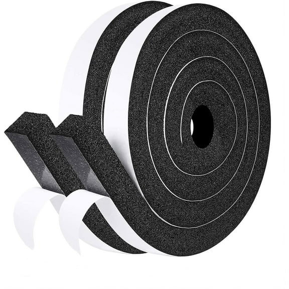 Air Conditioner Window Seal 1 Inch X 1 Inch, Thick AC Weather Stripping High Resilience Foam Sealing Tape Adhesive AC Window Seal Kit 6.5ft Long (6.5ft x 2 Rolls, Black)