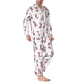 thumbnail image 2 of Fuzoiu Flamingos Tribal Print Men's Long-Sleeved Pajama,Lounge Button Down Nightwear,Mens Notch Collar Pajama Set -Large, 2 of 7