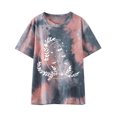 thumbnail image 1 of Blusa de Manga Corta Con Cuello Redondo Y Estampado de Corbata Suelta Informal Para Mujer Odeerbi ODB181104, 1 of 9