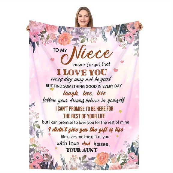 Letter To My Niece Flannel Blanket Contemporary Style Blanket Soft And Comfortable Blanket Travel Sofa Bed Office Home Decor Birthday Gift Blanket For Boys, Girls, Adults, All Seasons