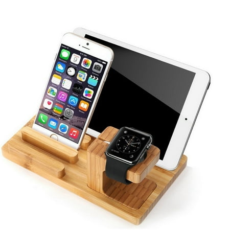 Dock Cradle Ipod (Apple Watch Series 2/1 Stand, Mignova Bamboo C harging Dock Station Cradle Holder for Ip ad iWatch Series 12 38mm 42mm & iPhones 6)