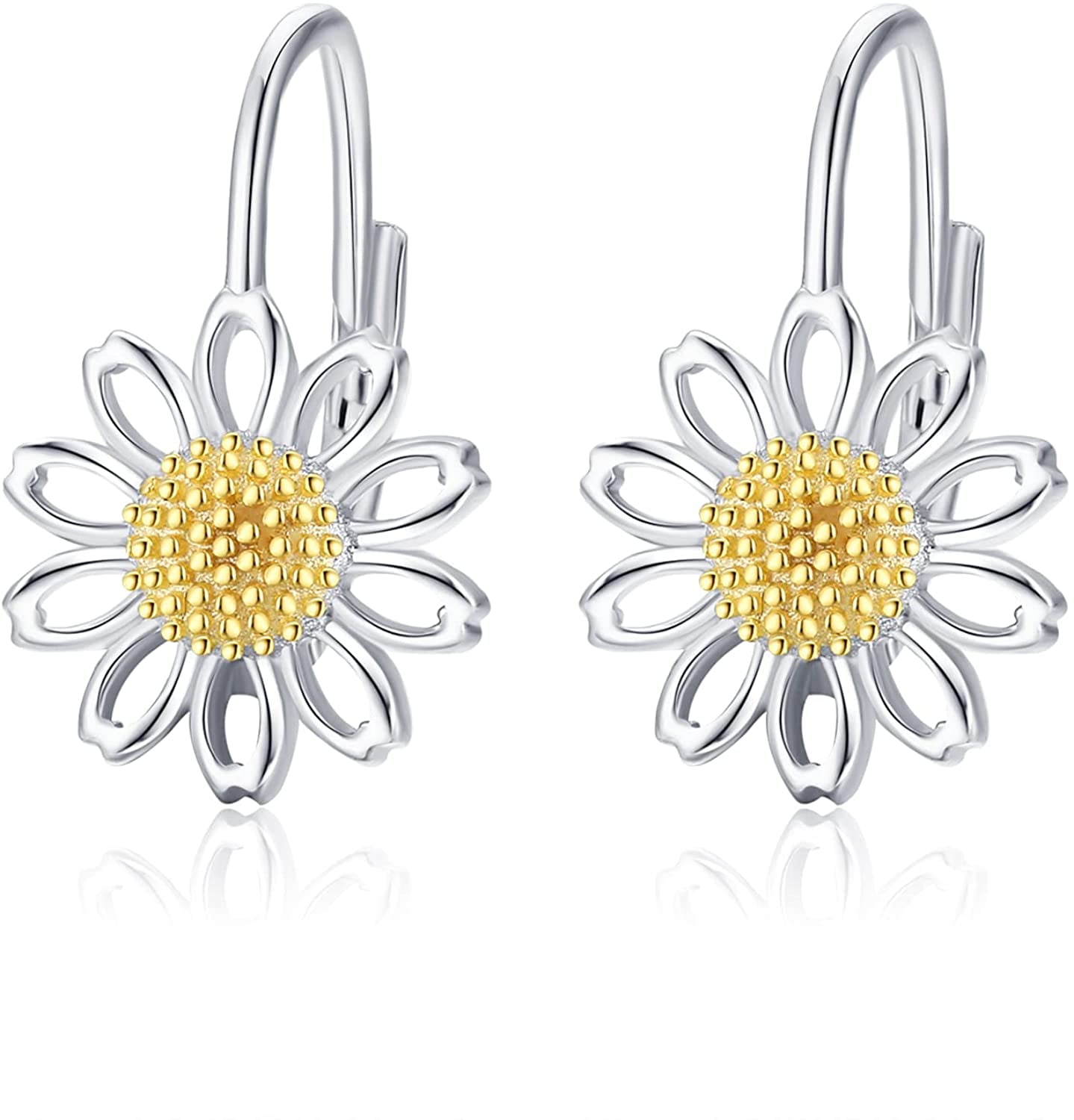 Coachuhhar Daisy Earrings S925 Sterling Silver Sunflower Leverback
