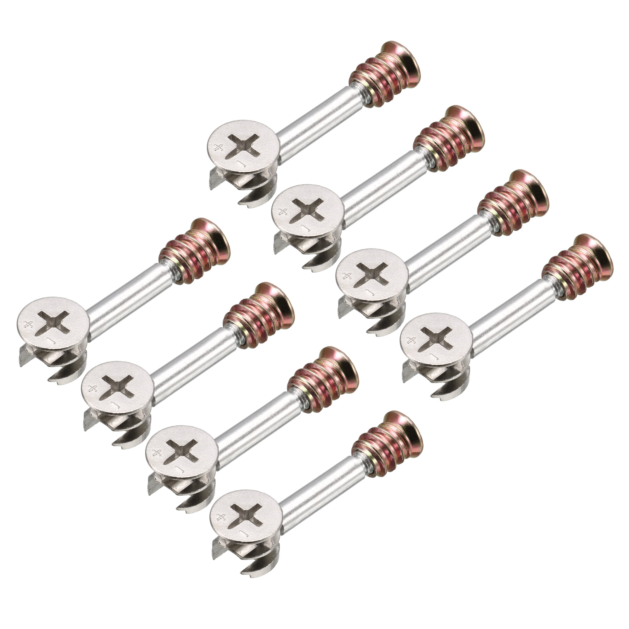 uxcell 10 Sets Furniture Connecting 15mm OD Cam Fitting Copper Tone with Dowel Nut 