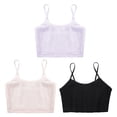 thumbnail image 2 of Miutii 3Pcs Cropped Tank Tops for Girls Spaghetti Strap Crop Top Basic Sports Cami Solid Color Black&Pink&Light Purple M, 2 of 9