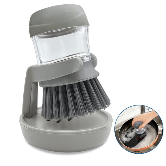 Soap Dispensing Dish Brush with Storage Stand, Kitchen Cleaning Brush, Dish Scrubber Brush for Pots, Pans, Sink and Dishes