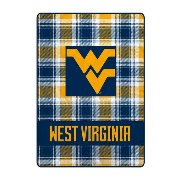Pegasus West Virginia Mountaineers 66" x 95" Oversized Plaid FAN-mily Ultra Cozy Blanket