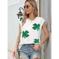 thumbnail image 6 of Sweater Vest Women Fall Clothes Casual V Neck Cap Sleeve Knit Sweaters Floral Print Vest Tops White XL, 6 of 8