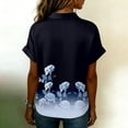 thumbnail image 5 of Bbyeadc Button Up Shirts for Women Short Sleeve Crew Neck Tee Floral Print Rolled Cuffs Top Casual Loose Going Out T-Shirt with Pocket,Royal Blue(XL), 5 of 5