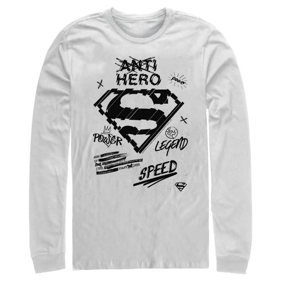 Men's Superman Hero Qualities & Icons Long Sleeve Shirt White X Large