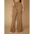 thumbnail image 1 of Pantalones de cintura alta para mujer, elegantes pantalones acampanados para uso diario, pantalones casuales ajustados y elásticos para mujer, 1 of 6