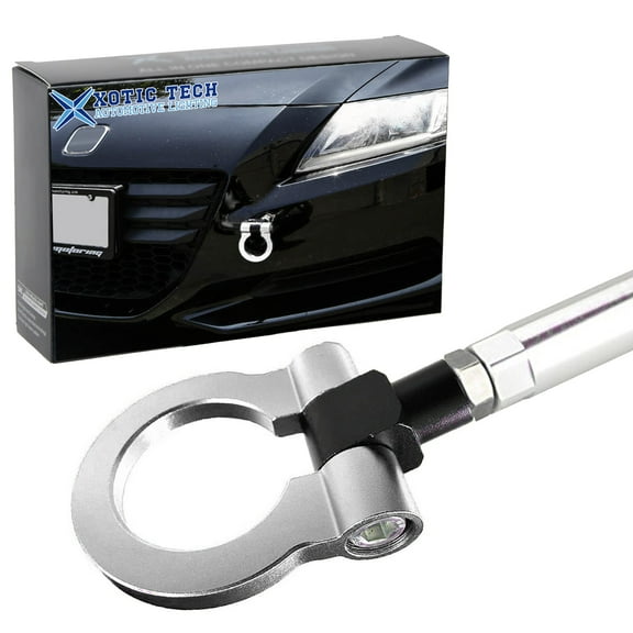 Xotic Tech JDM Sport Track Racing Style CNC Aluminum Screw-on Tow Hook Front Rear Bumper Compatible with Honda Fit Jazz 3rd Gen 2015-2018 or Acura TLX 2015-2018 (Silver)