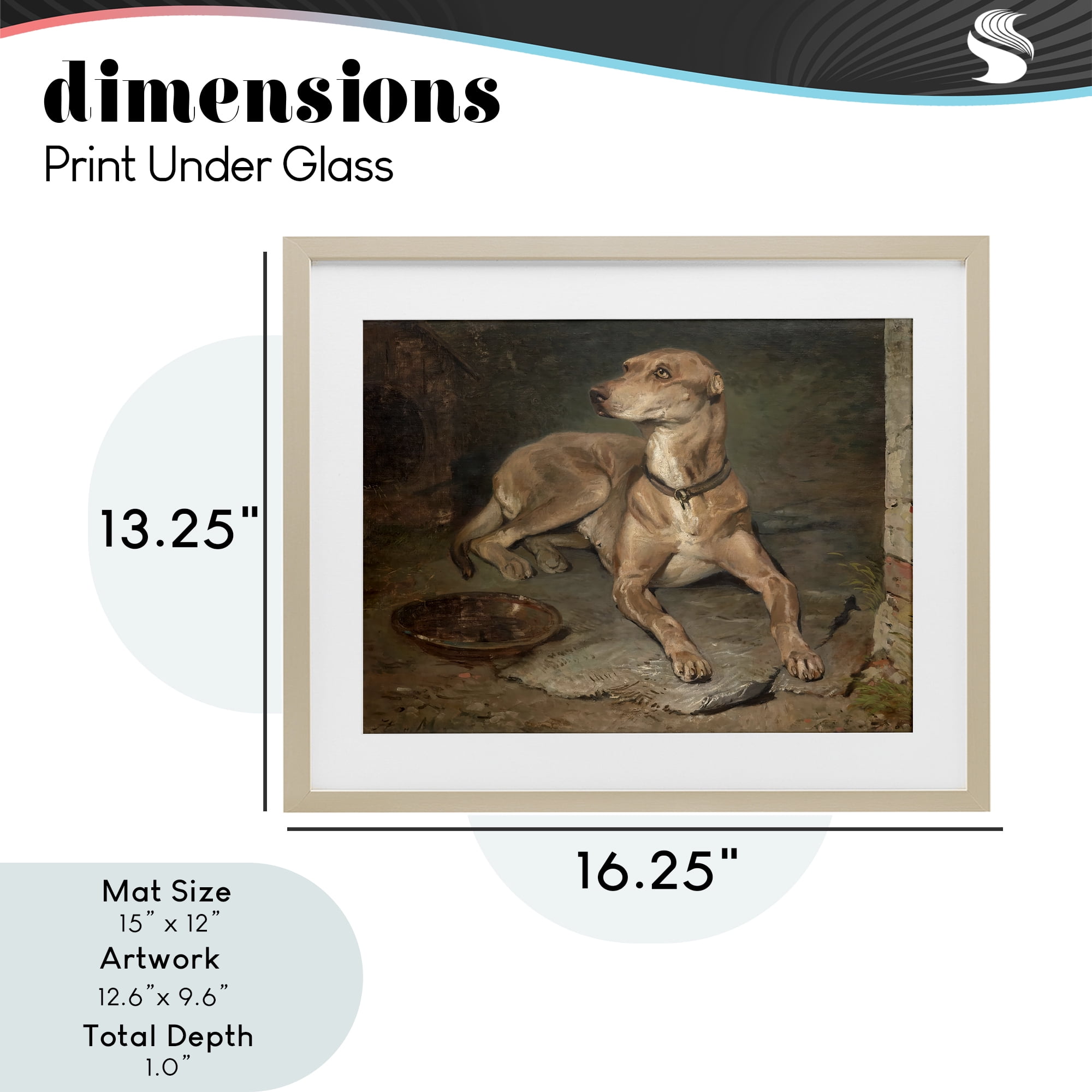 Stupell Industries Historical Dog & Bowl Birch Framed Print Under Glass, design by Lil' Rue